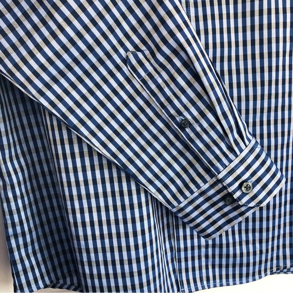 Van Heusen Flex Slim Fit Blue Check Plaid Button Down Shirt - Picture 11 of 16